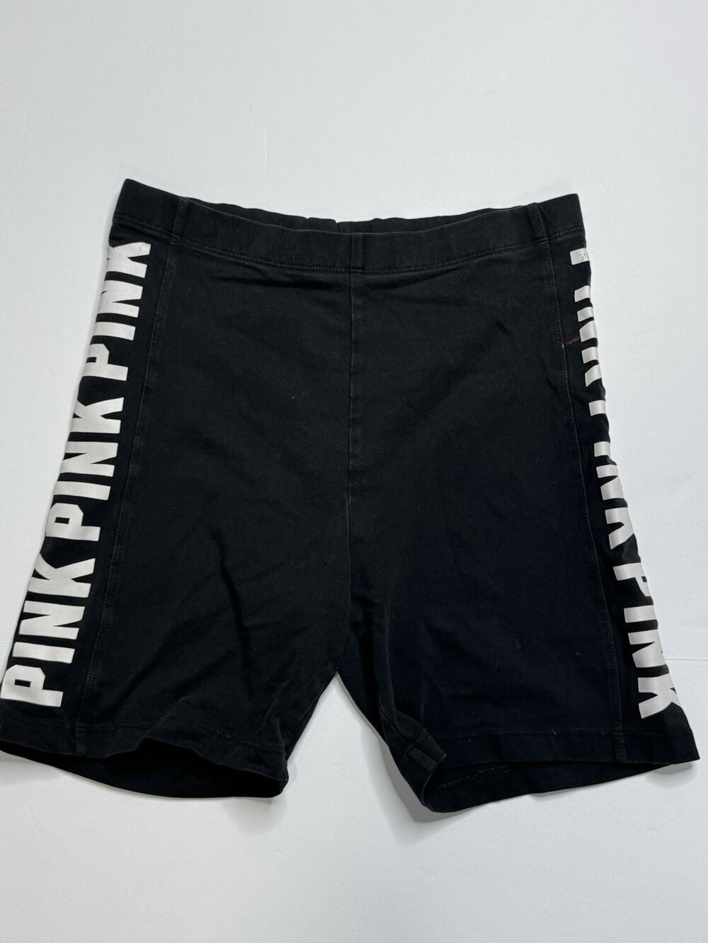 PINK Victoria’s Secret Yoga Shorts Womens S Black Logo Biker Shorts Y2K